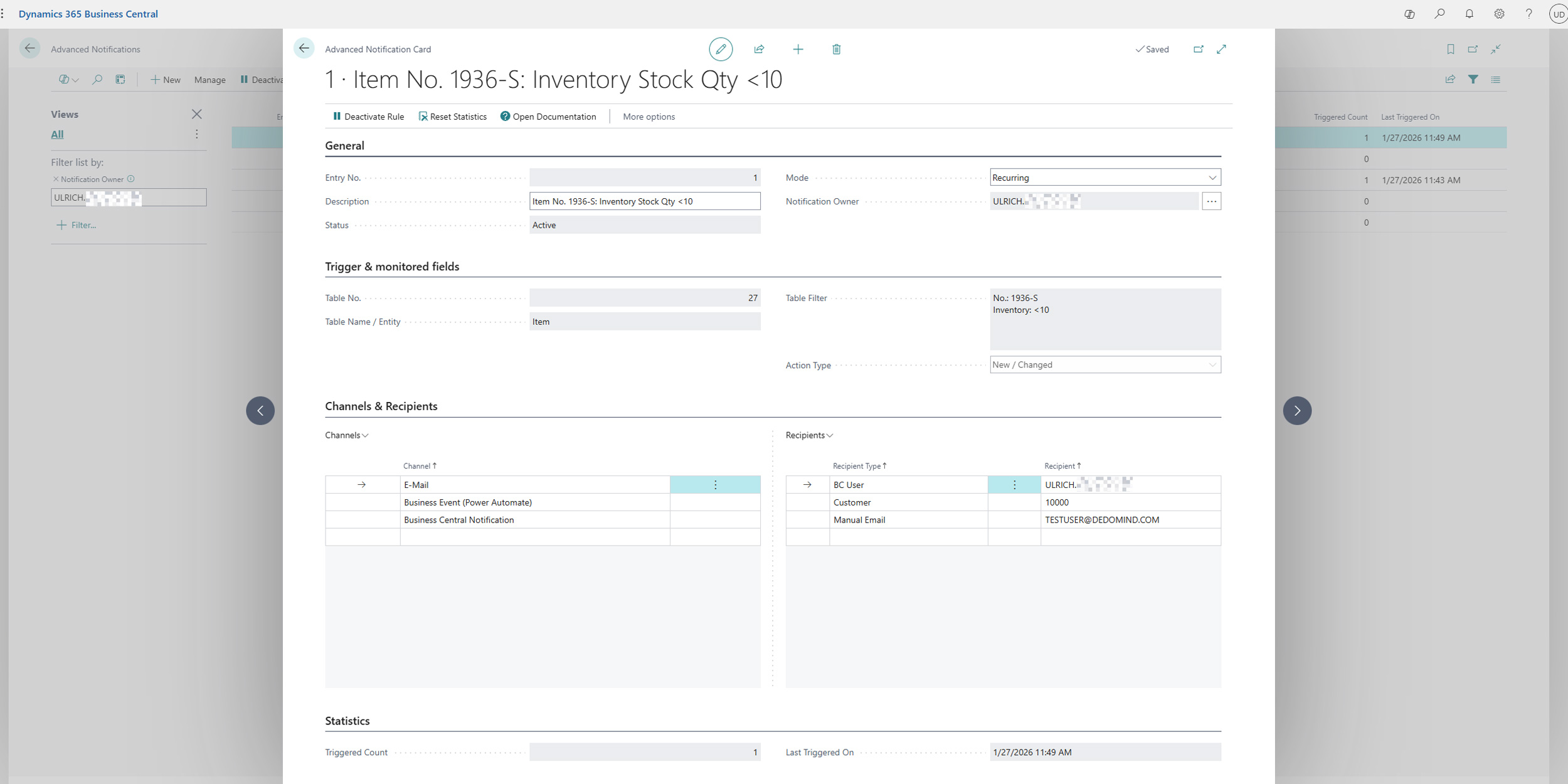 Benachrichtigungskarte Notification Card